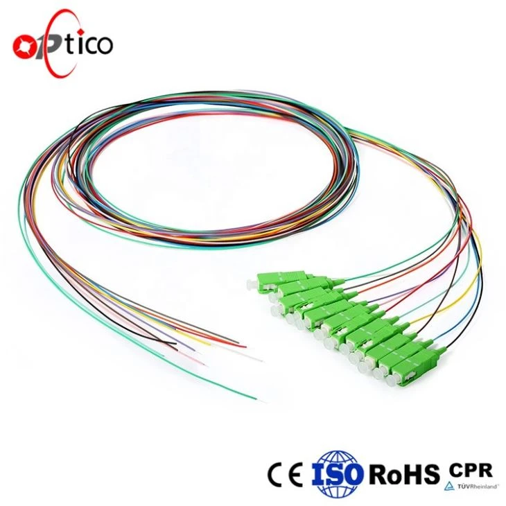 ​SC APC Connector Bundle Fiber Optical Pigtail LSZH 12 Color