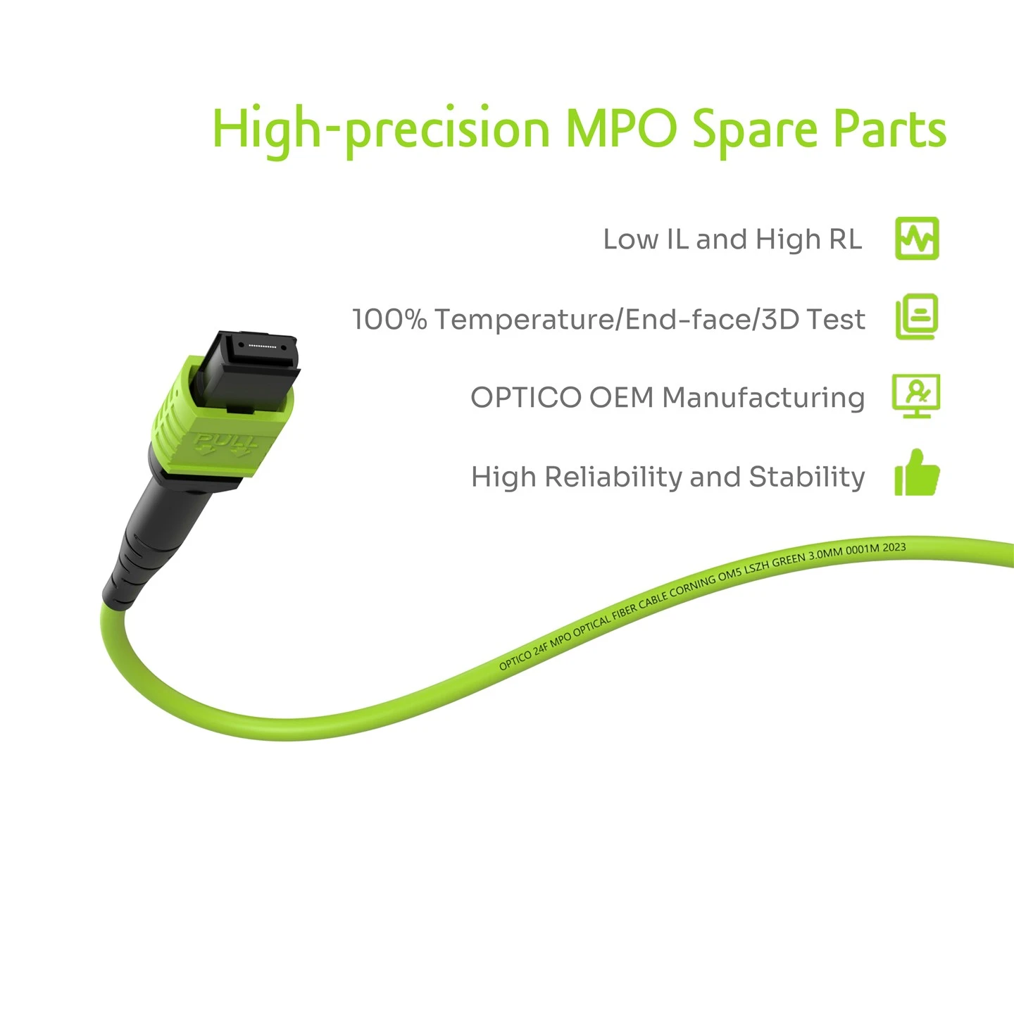 24F 2×12F MPO Male-2×12F MPO Female Trunk Cable OM5 24F 2×12F MPO Male-2×12F MPO Female Trunk Cable OM5