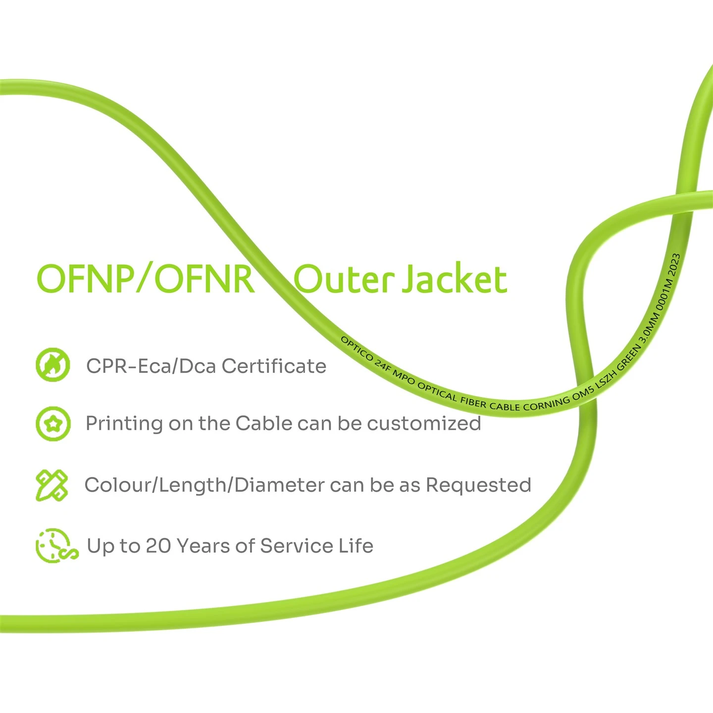 24F 2×12F MPO Male-2×12F MPO Female Trunk Cable OM5 24F 2×12F MPO Male-2×12F MPO Female Trunk Cable OM5